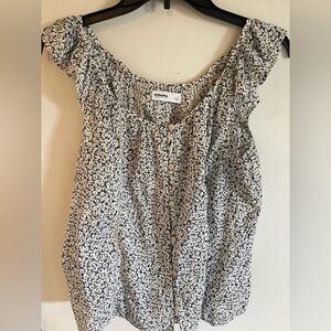 SONOMA Cream Blouse with Navy Floral Print